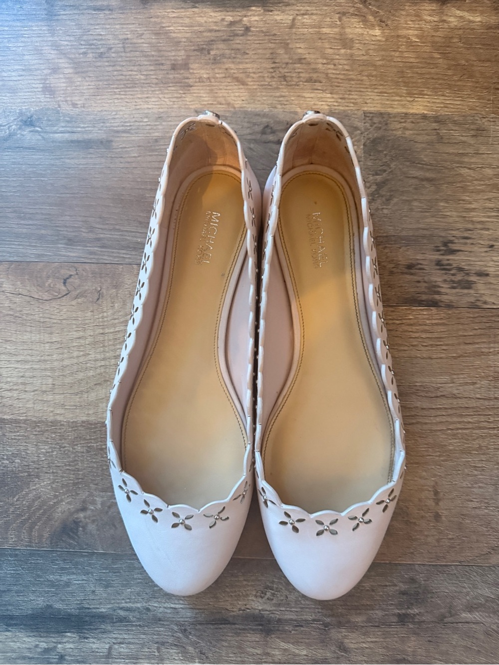 MICHAEL Michael Kors Blush Pink Leather Cutout Ballet Flats